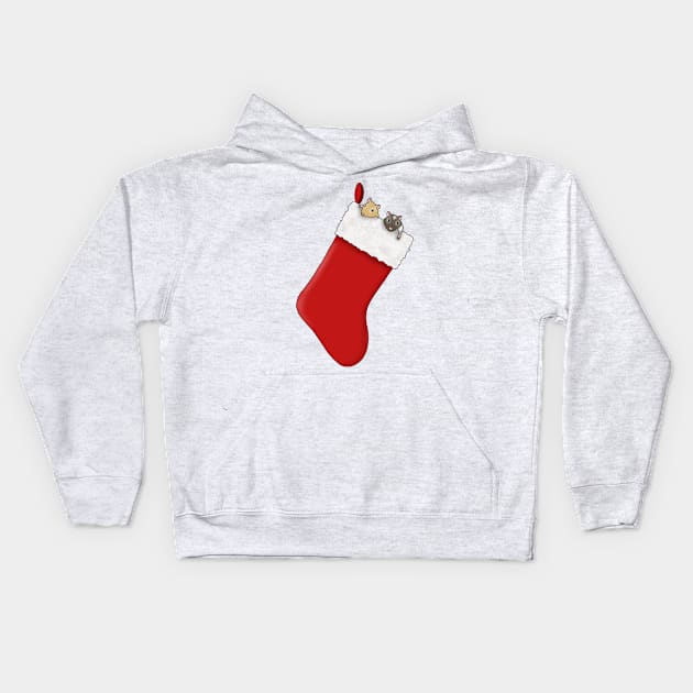 Two cute gerbils in red Christmas stocking Kids Hoodie by Becky-Marie